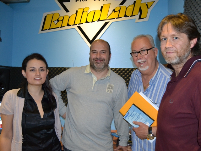 Guicciardo Del Rosso con in cantante Ezio Accurso, Freddy Lavezzo e Irene Rossi a Radio Lady (foto gonews.it)
